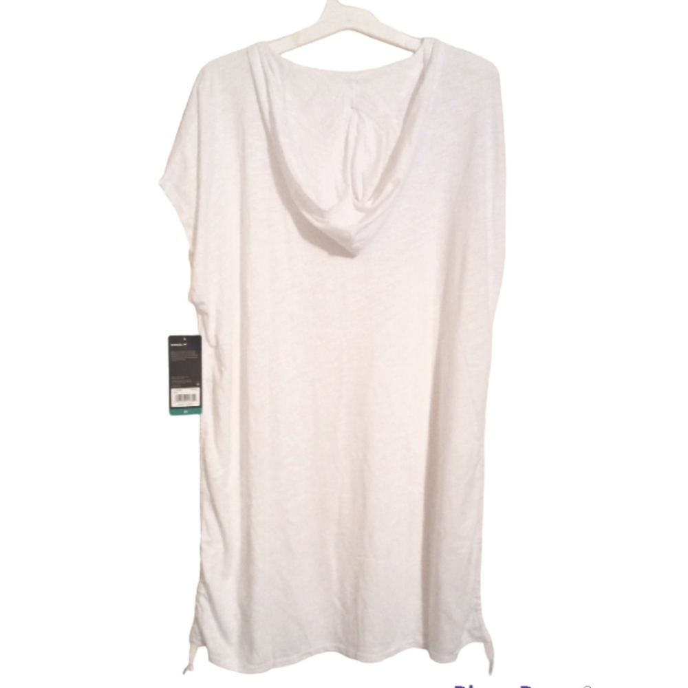Speedo white swimsuit cover-up w/hoodie & adjustable length, only wore once 😃